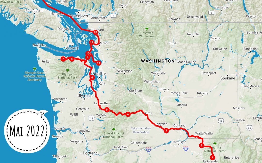 Mai: Von Summerville Oregon über Washington State nach Ketchikan Alaska