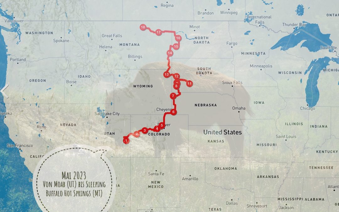 Mai 2023 Von Moab Utah nach Sleeping Buffalo Montana